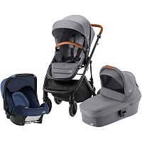 Britax Roemer Коляска 3 в 1 Strider M + Baby-safe Trendline / цвет Elephant Grey, Moonlight Blue (Серый / Синий)					